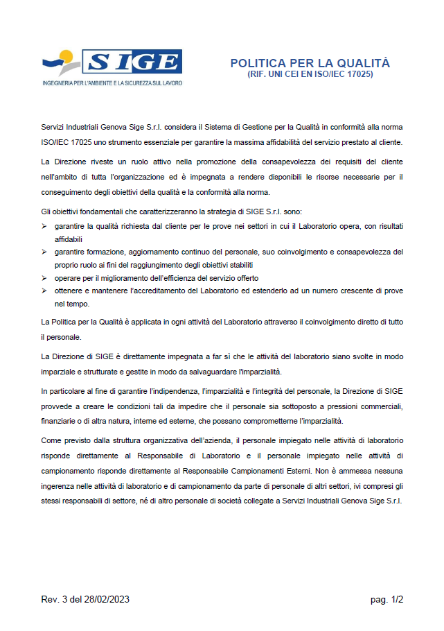 Documenti Politica Qualità