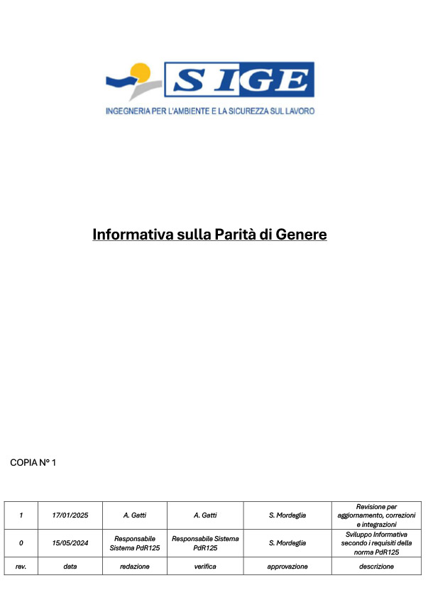 Informativa Parità di Genere 