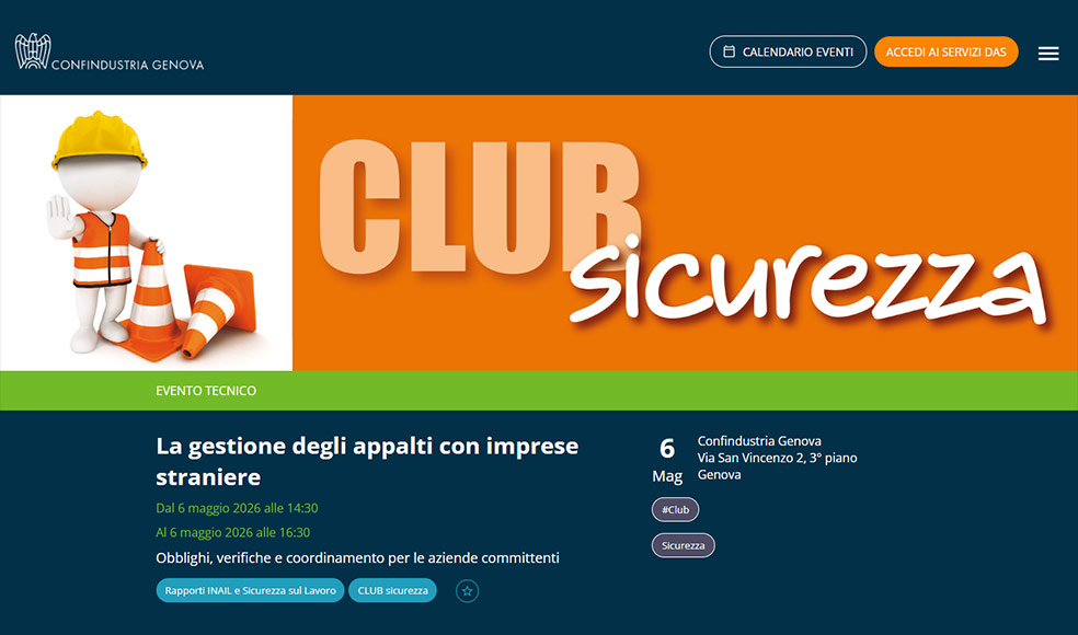 Club Sicurezza di Confindustria - La gestione degli appalti con imprese straniere